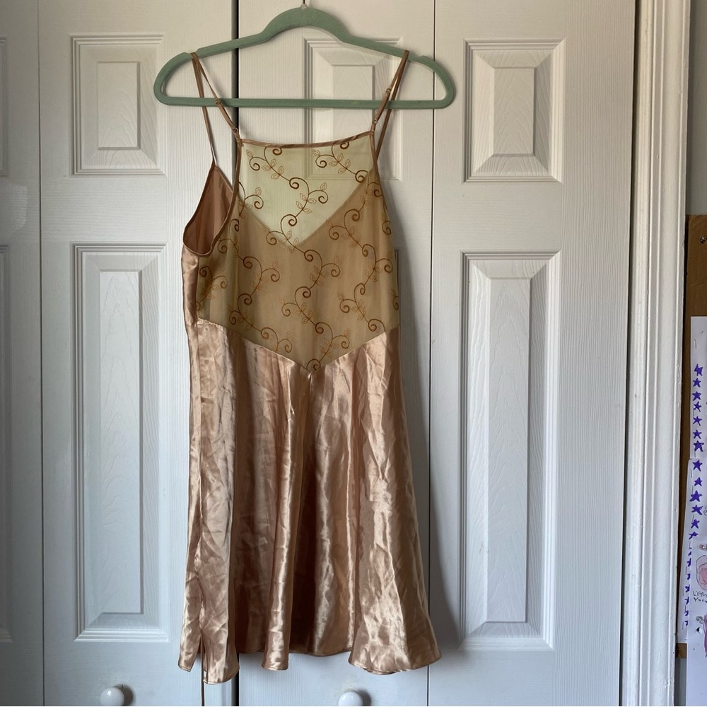 Women's Large Gold Satin Slip Dress Lingerie Fairy‎ y2k - Picture 6 of 7